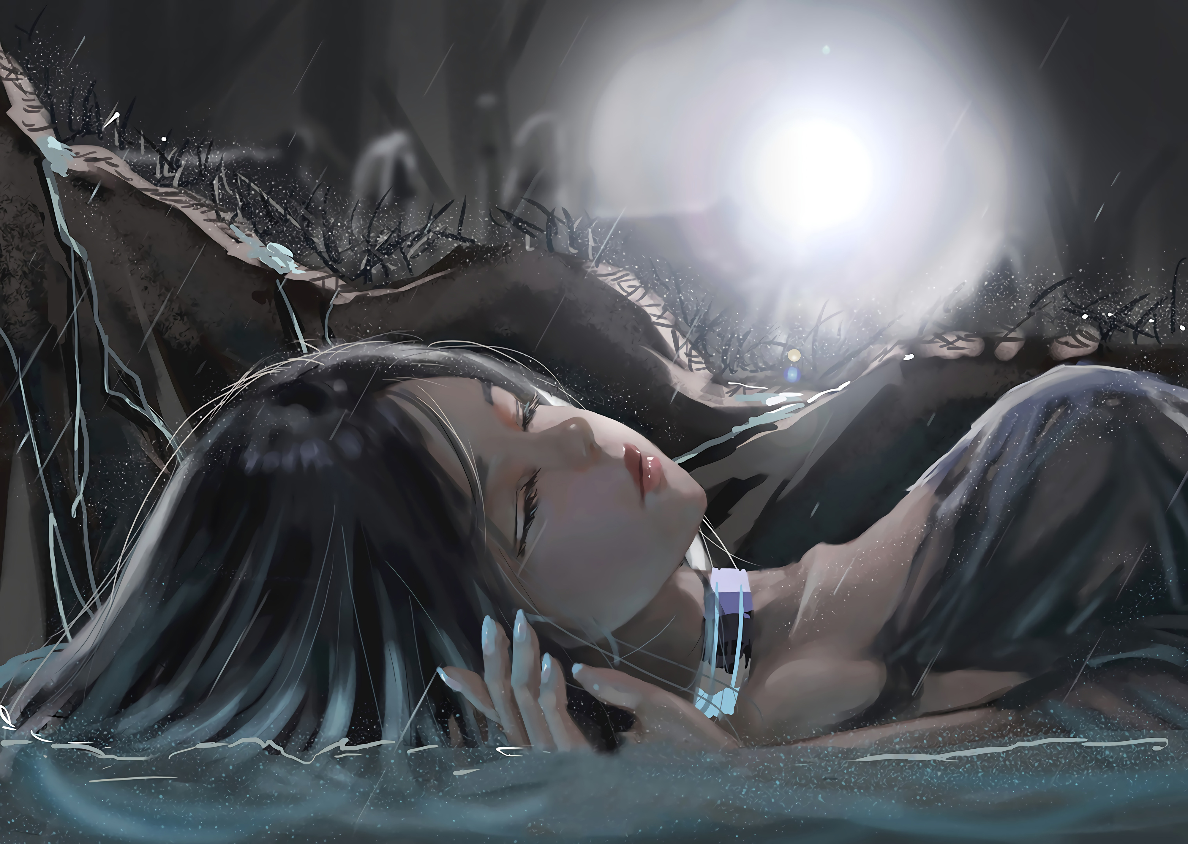 光芒女子唯美插画4k动漫壁纸4000x2842