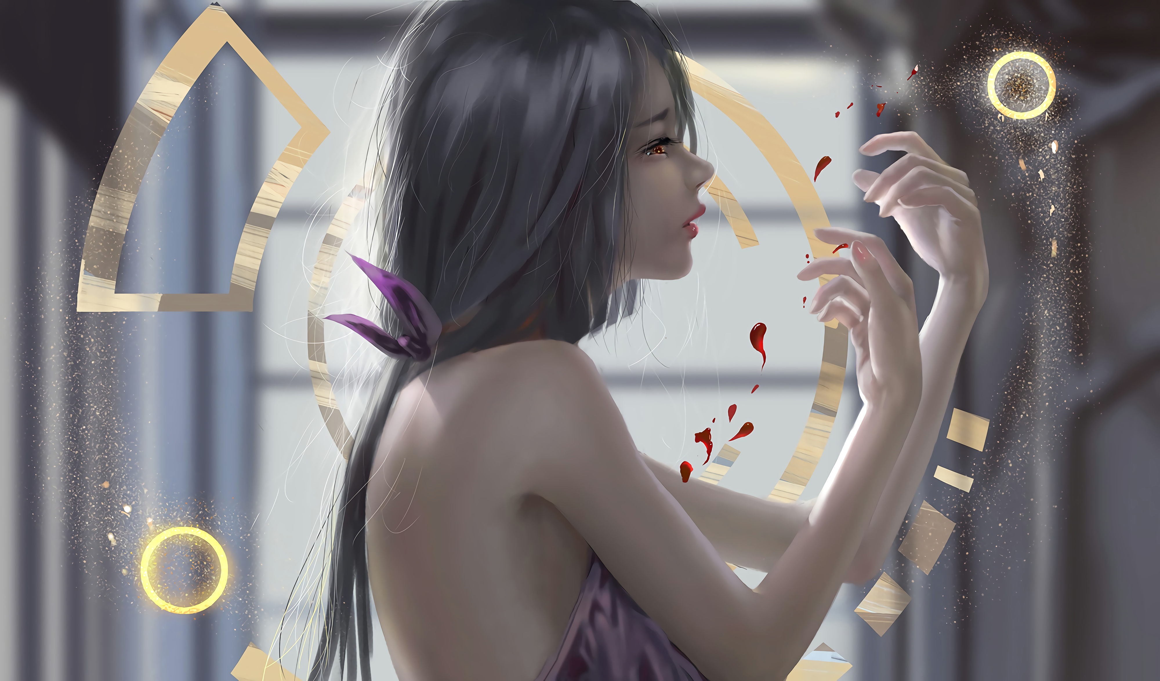 受伤女孩插画4k动漫壁纸4000x2349