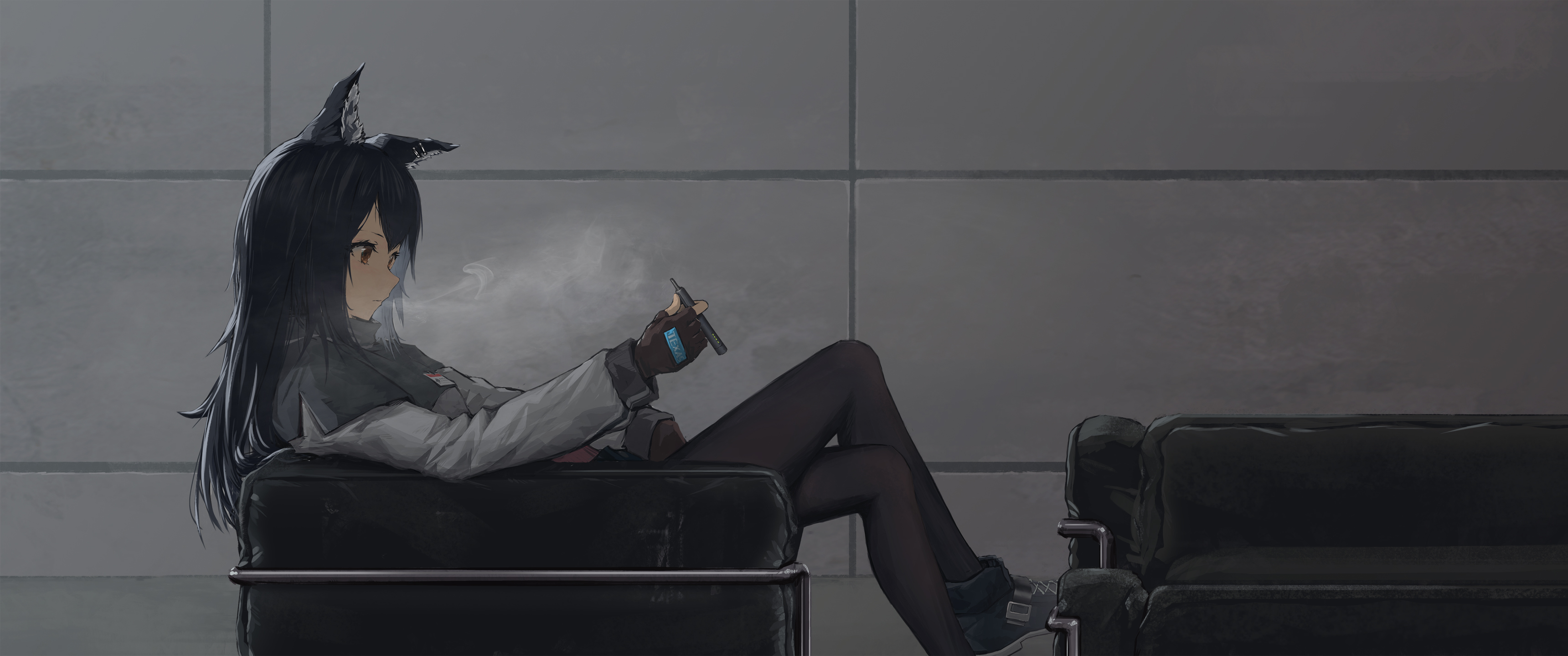 沙发兽耳女生超宽屏动漫壁纸3440x1440