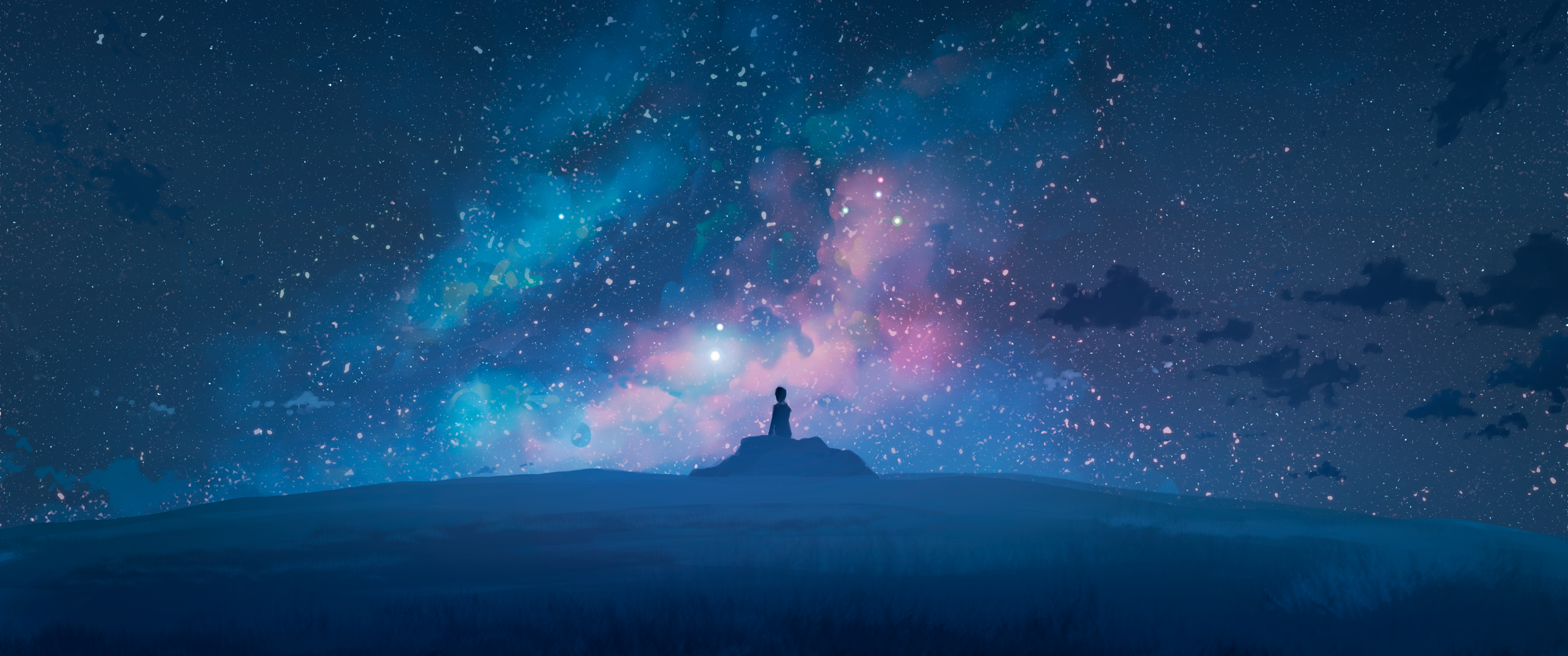 星空云海许愿超宽屏壁纸3440x1440