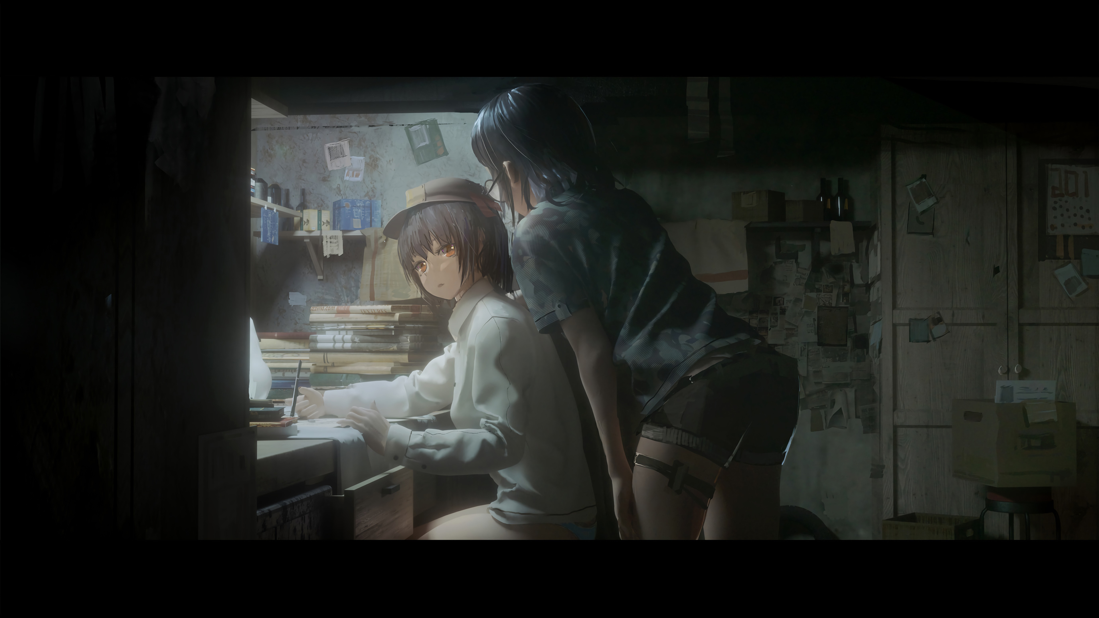 车库两女生交流4k动漫壁纸3840x2160