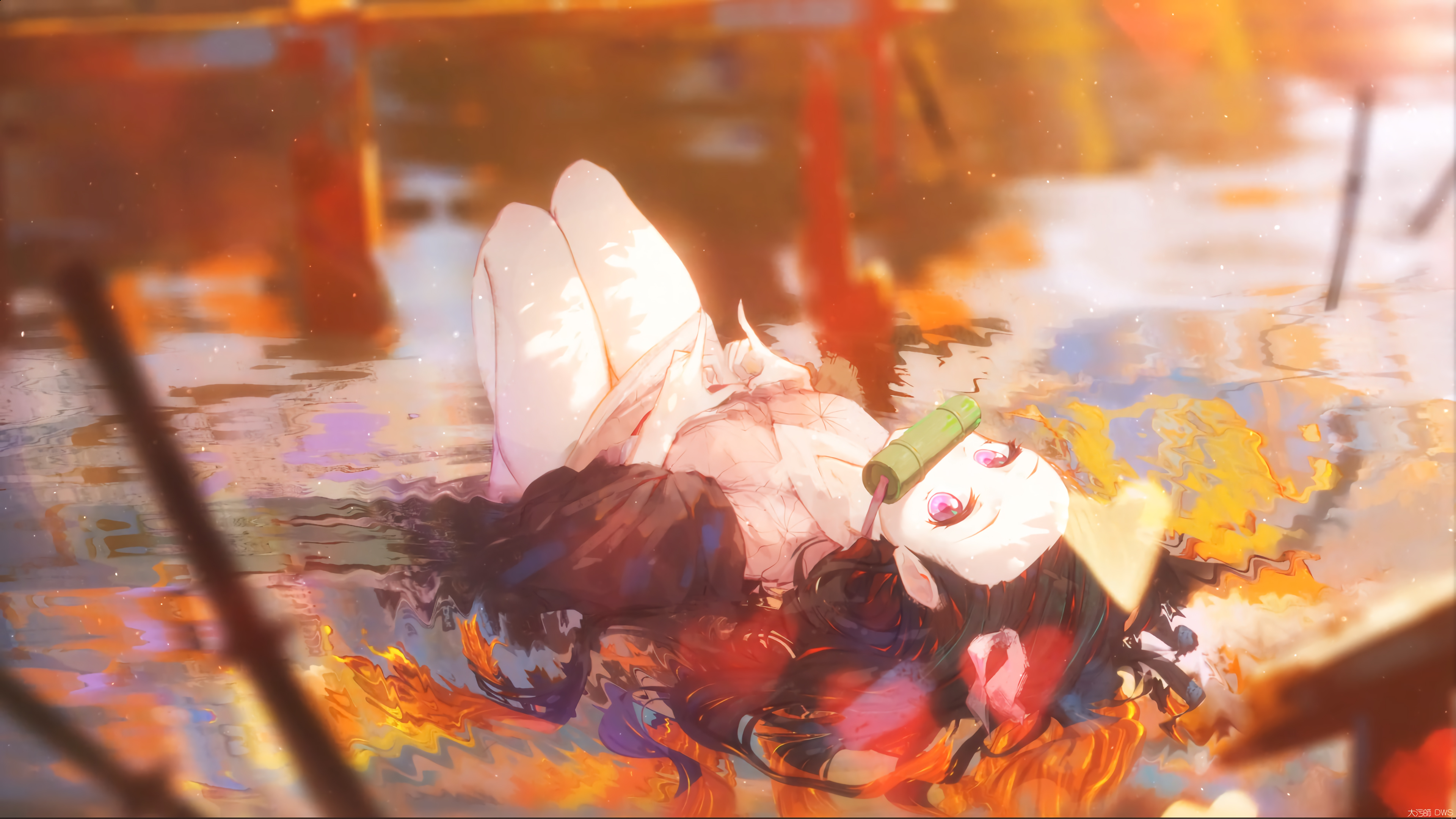 灶门祢豆子仰卧4k动漫壁纸3840x2160