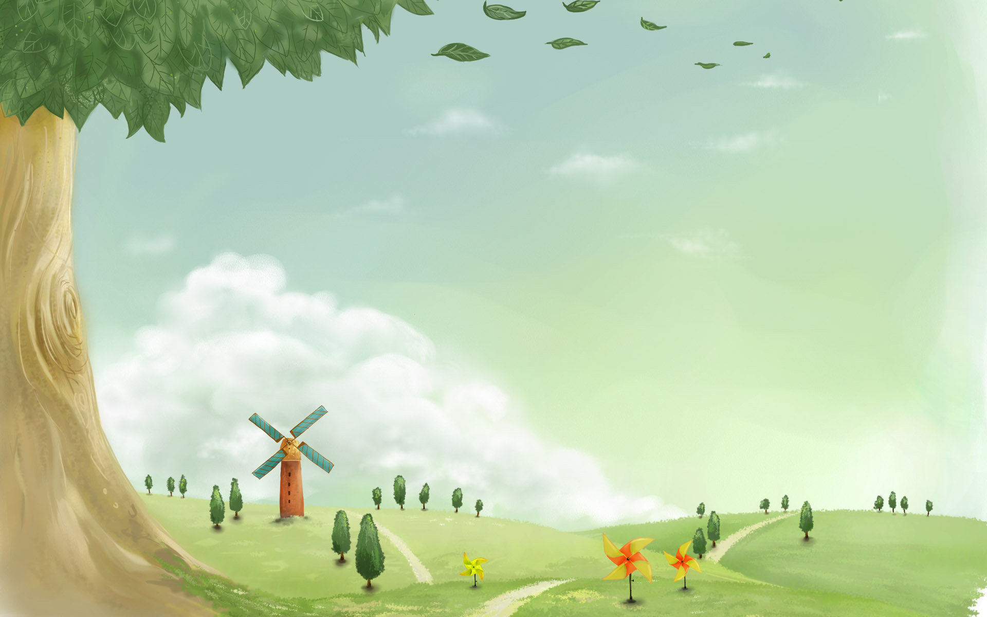 梦幻治愈手绘风景高清壁纸1920x1200