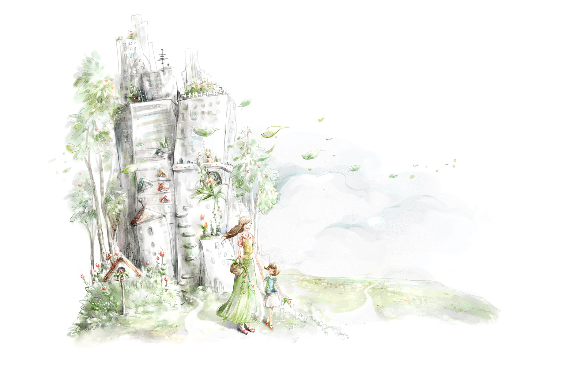 唯美意境手绘场景桌面壁纸1920x1200