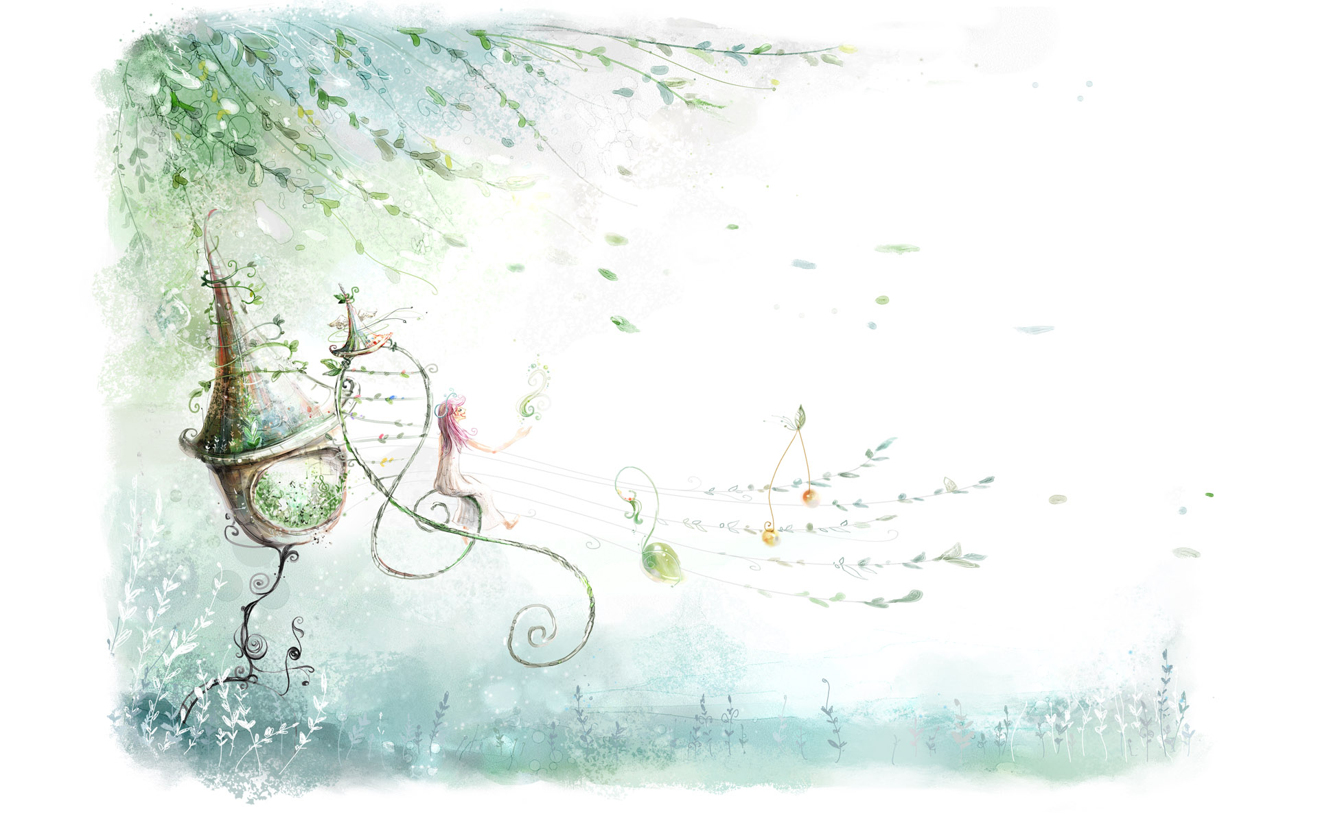 梦幻治愈手绘山水高清壁纸1920x1200