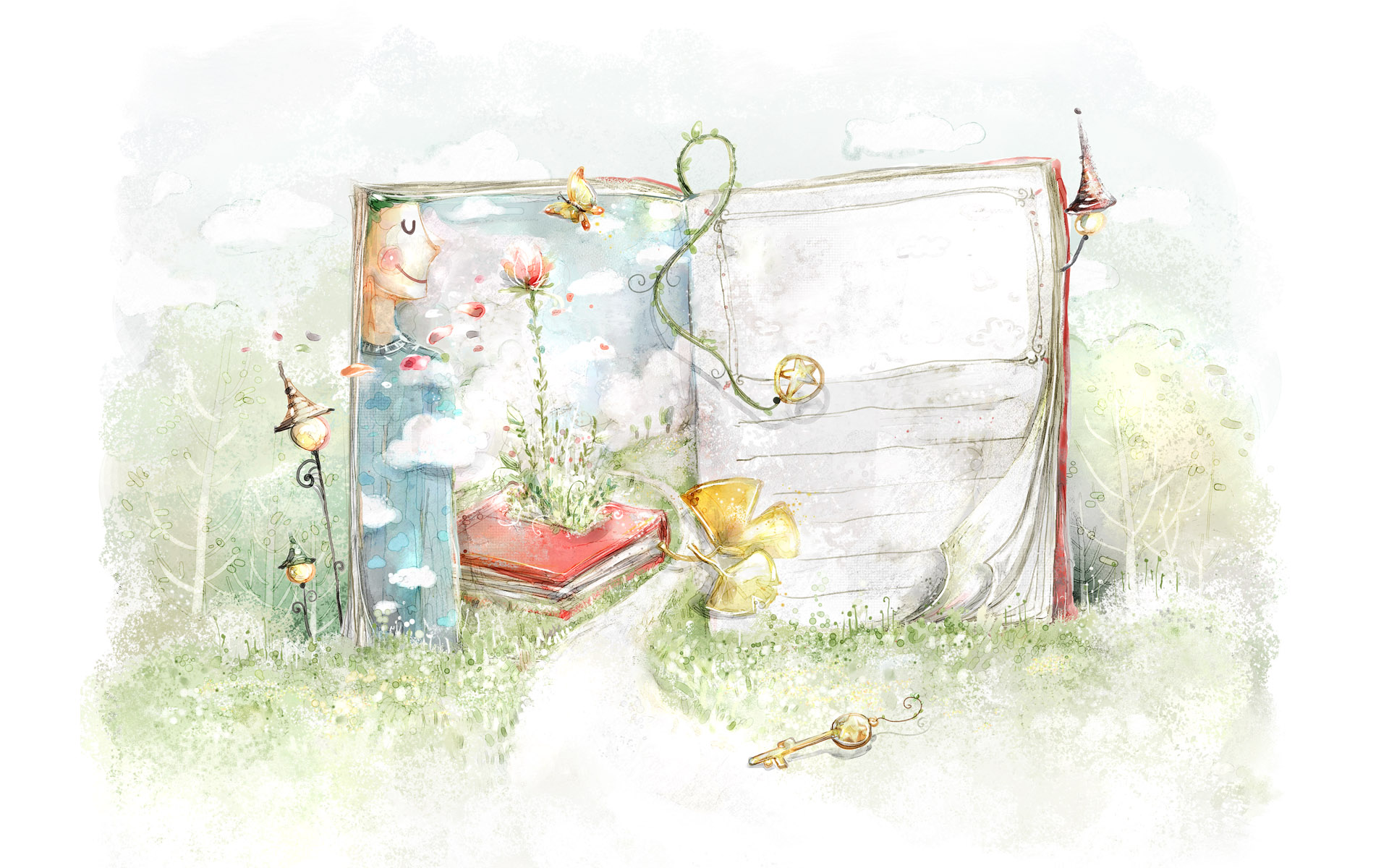 手绘风格梦幻世界电脑壁纸1920x1200