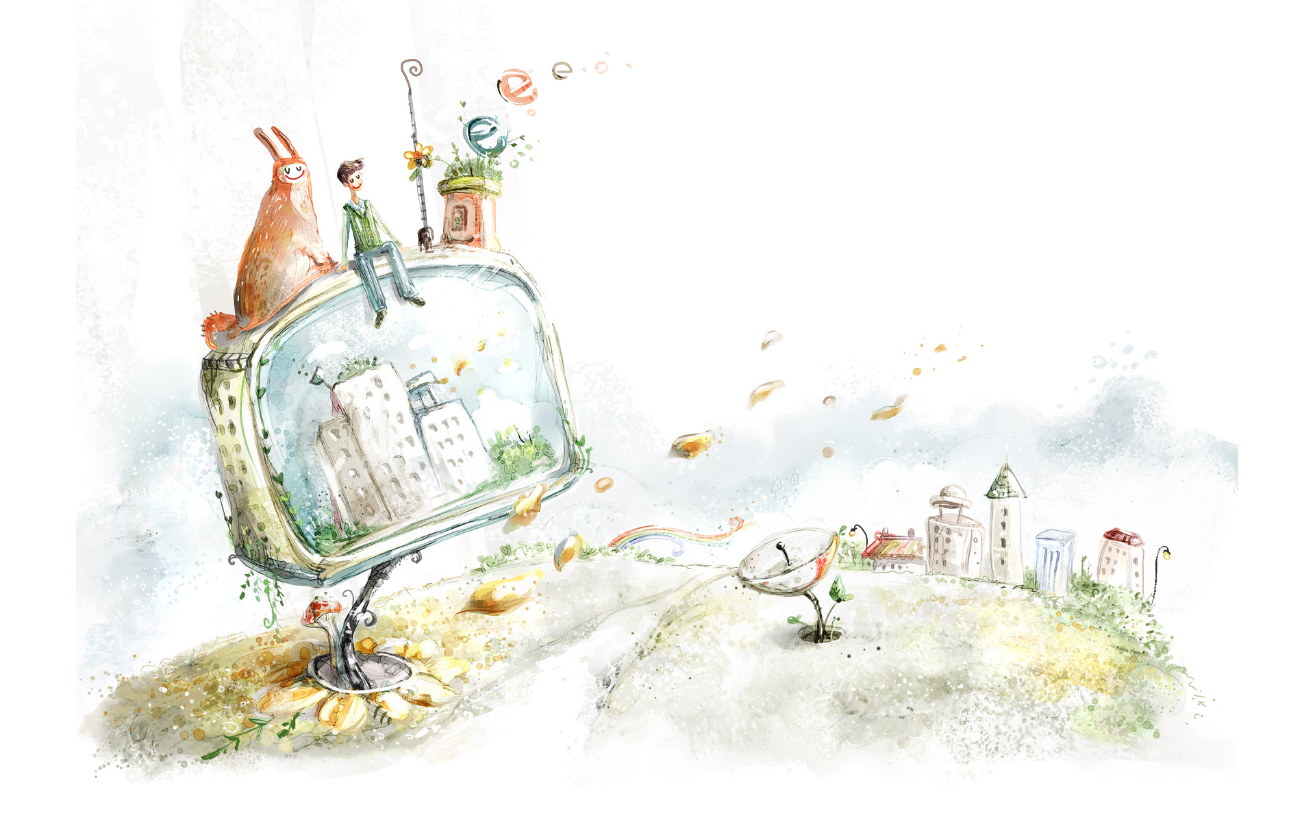 唯美梦幻手绘山水电脑壁纸1920x1200