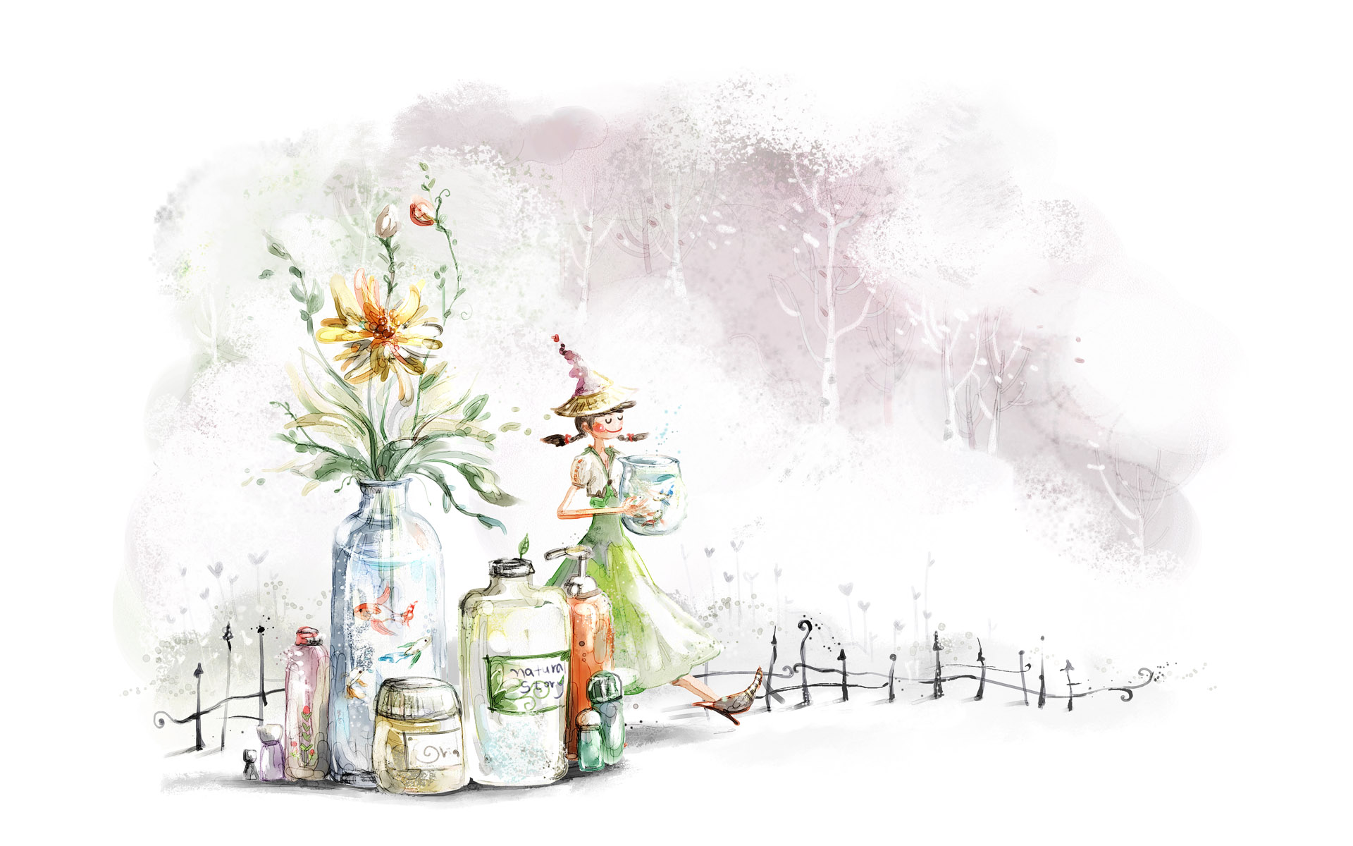 梦幻童话手绘自然壁纸高清1920x1200