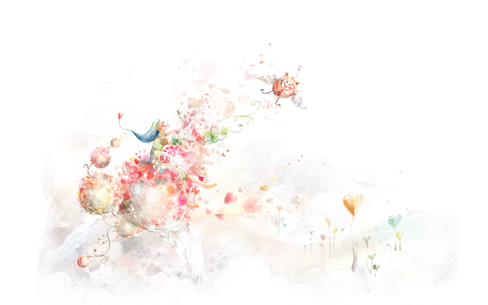 手绘风格治愈自然桌面背景1920x1200