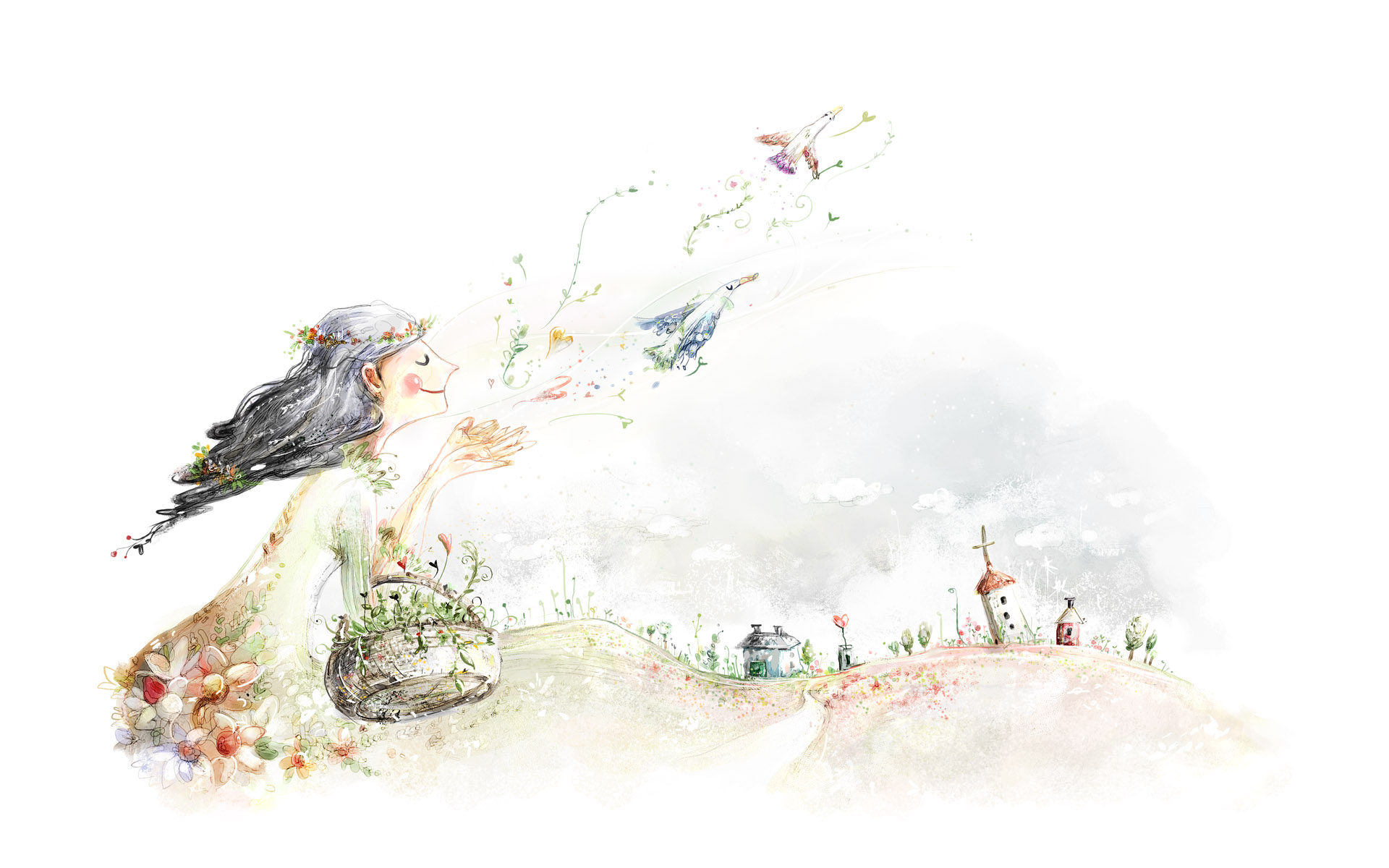 梦幻治愈手绘场景高清壁纸1920x1200