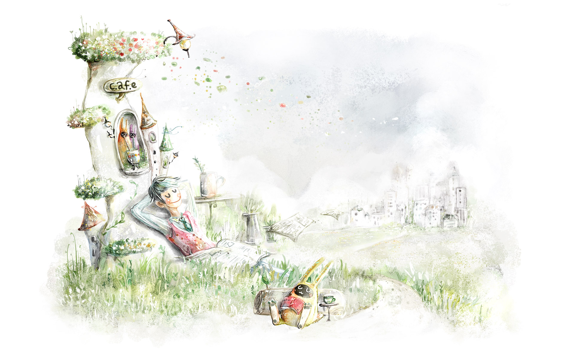 艺术风手绘梦幻意境电脑壁纸1920x1200