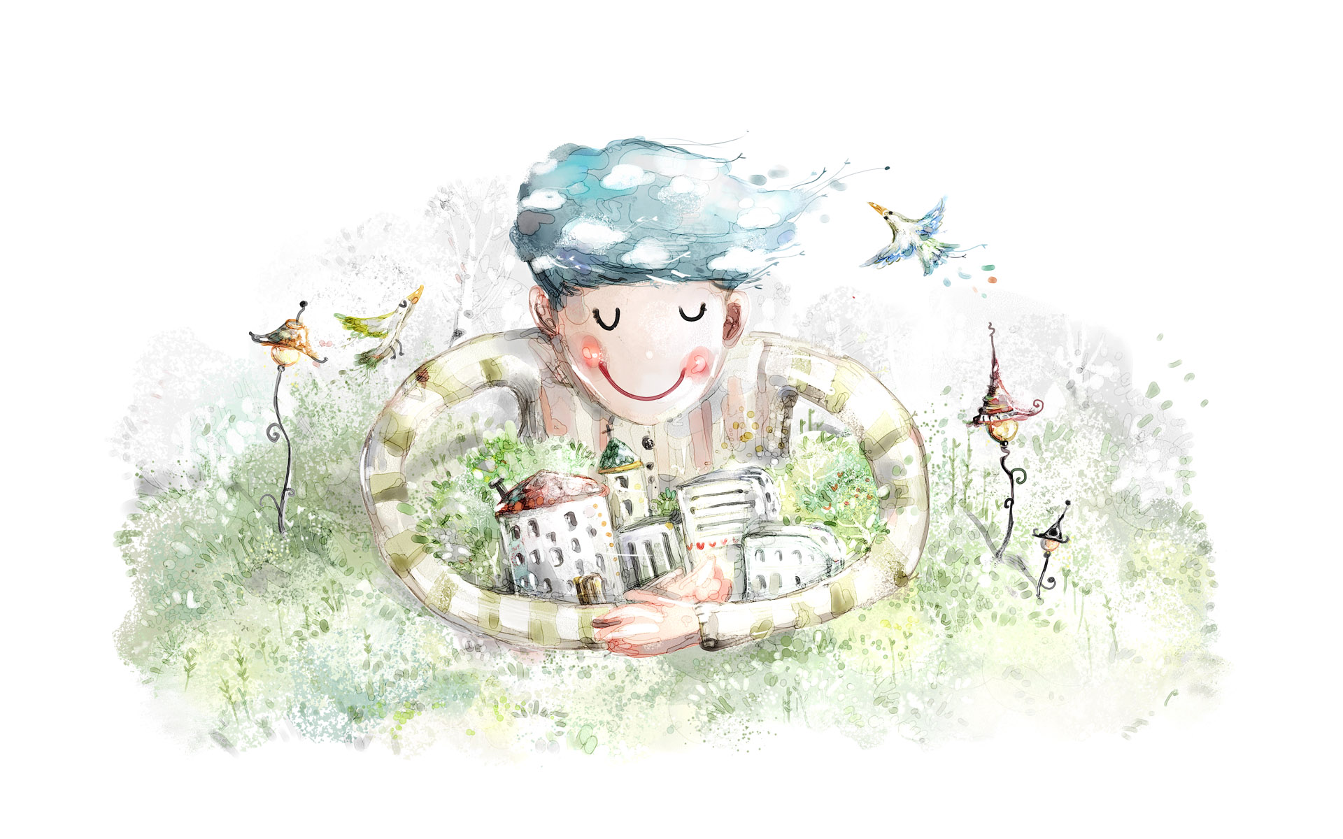 治愈系手绘自然风光壁纸1920x1200