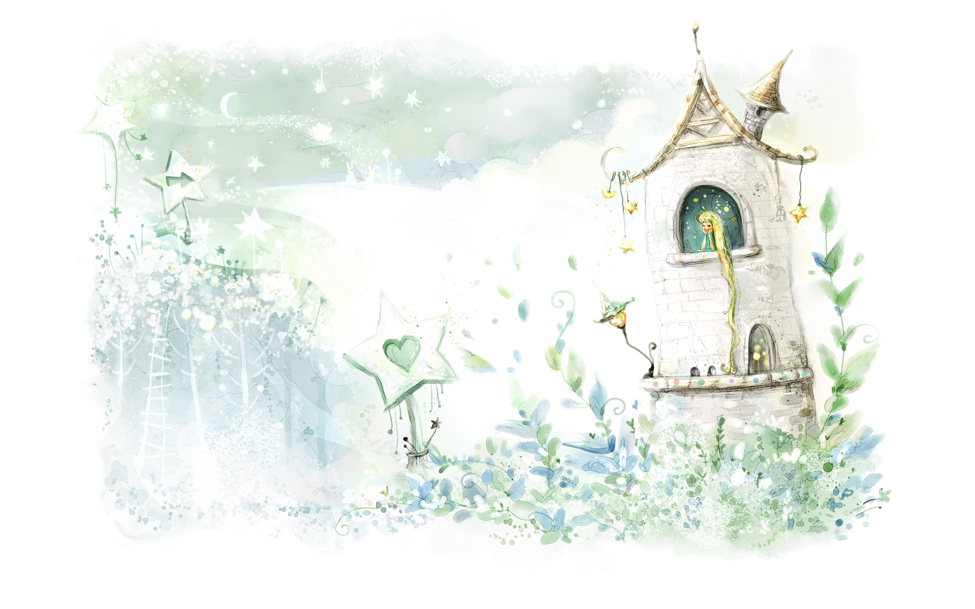 手绘插画唯美意境电脑壁纸1920x1200