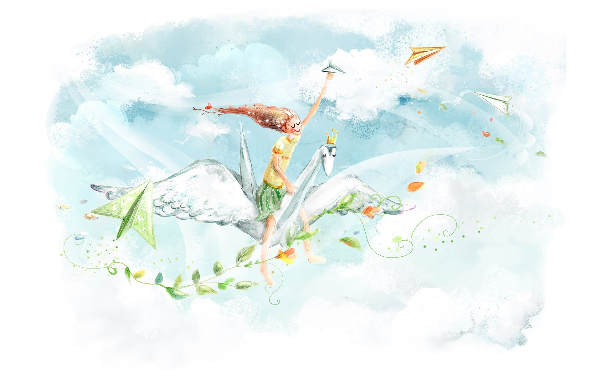 治愈风手绘山水高清壁纸1920x1200