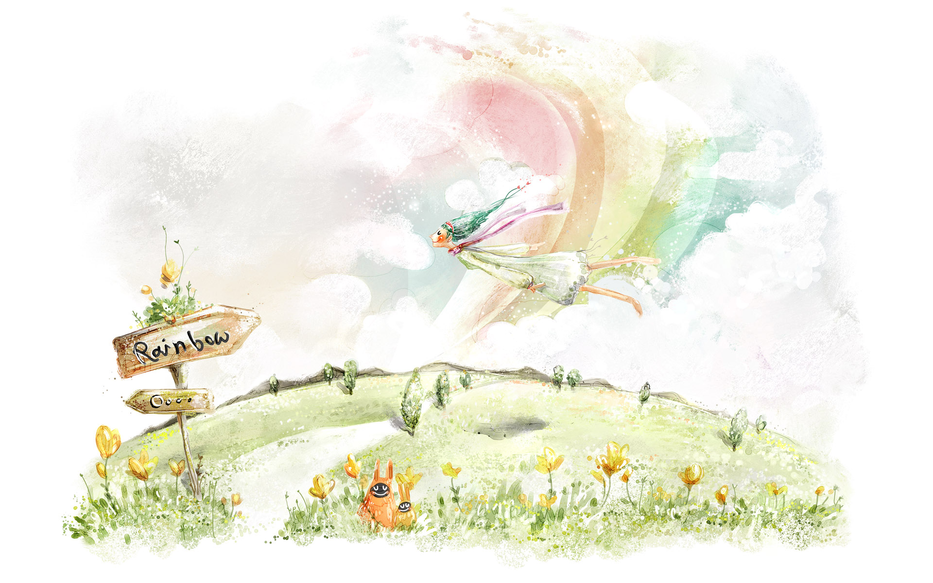 手绘风格唯美仙境电脑壁纸1920x1200