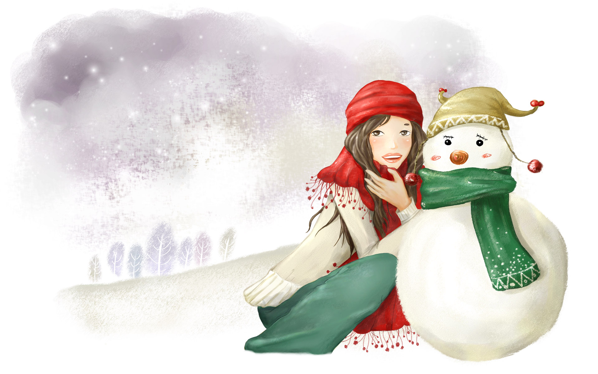 梦幻自然手绘治愈系背景1920x1200