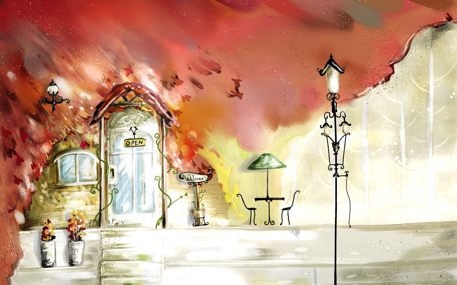 梦幻自然手绘治愈意境电脑背景1920x1200