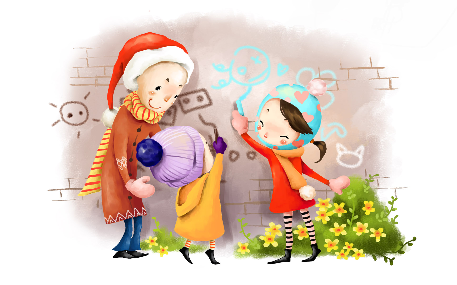 治愈系童年手绘宽屏背景图1920x1200