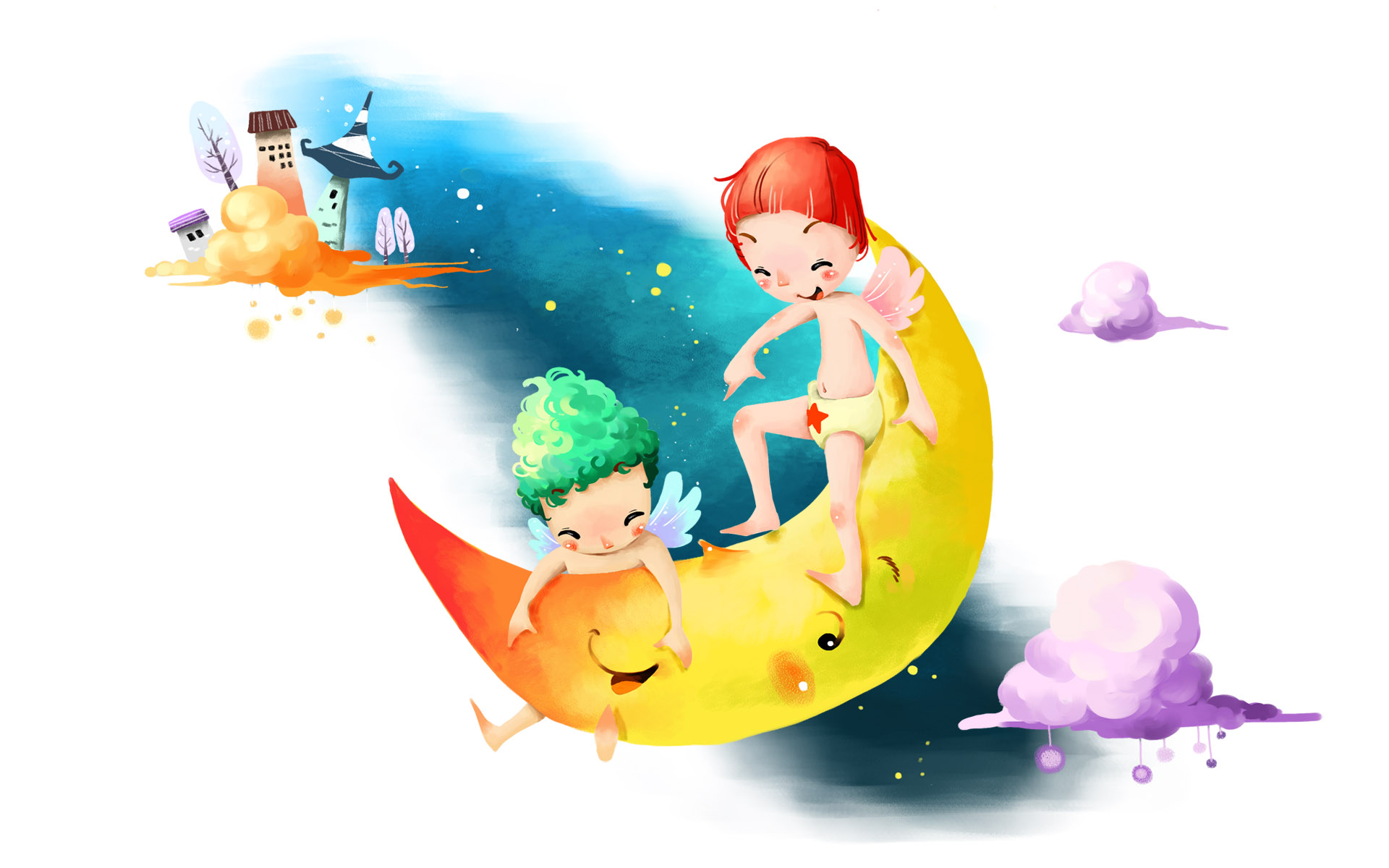 宽屏艺术梦幻童年背景壁纸1920x1200