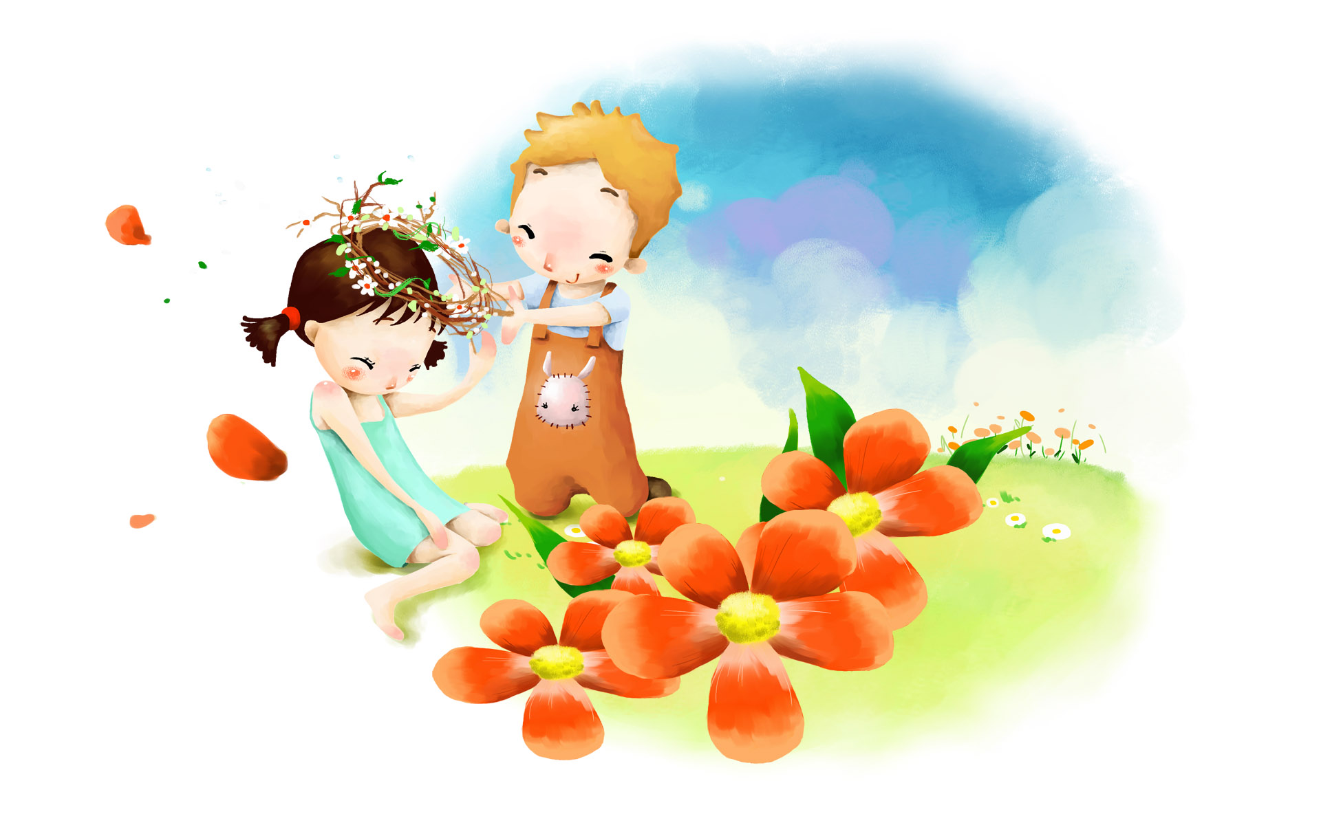 温馨童年手绘意境桌面背景1920x1200