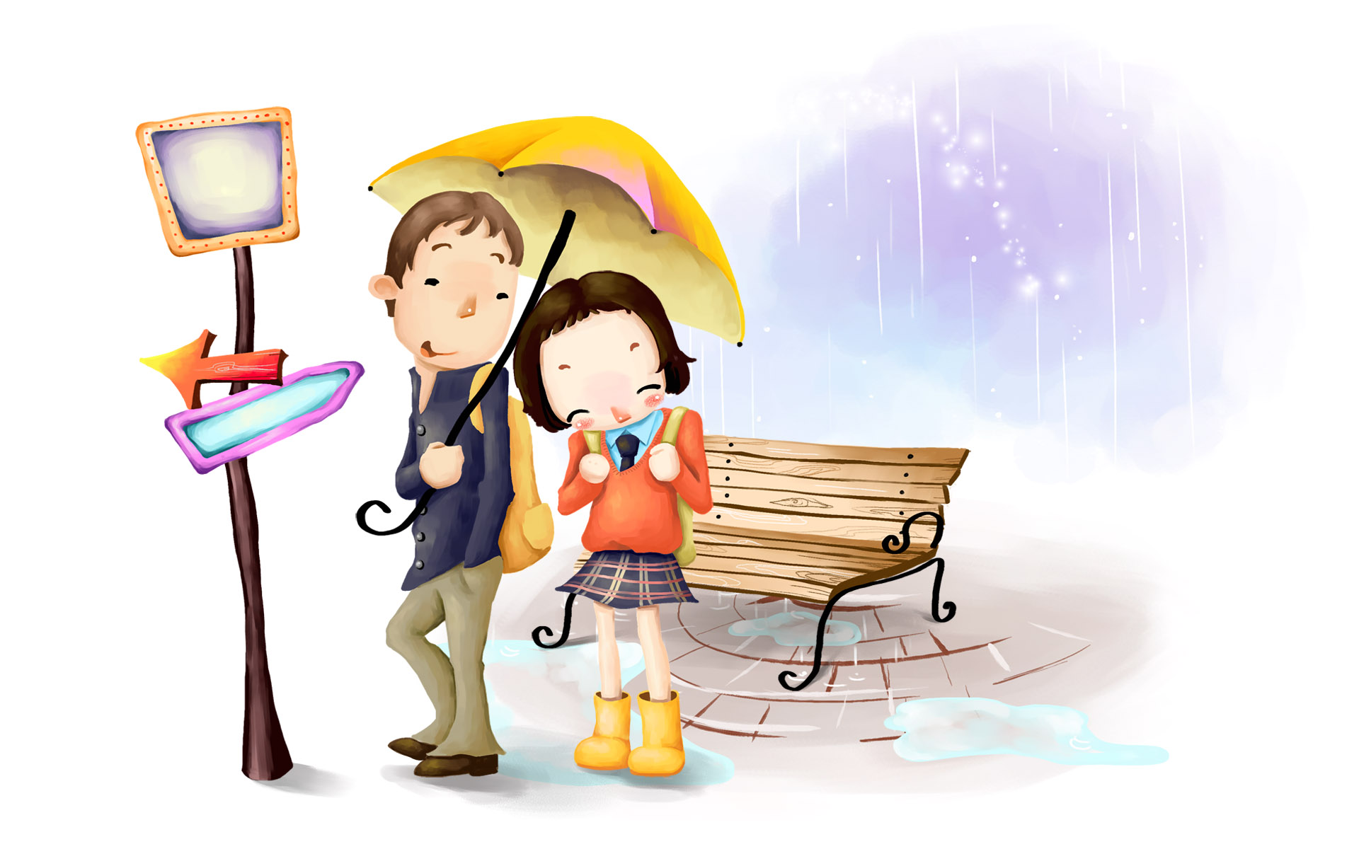 童年幻想手绘治愈系高清壁纸1920x1200