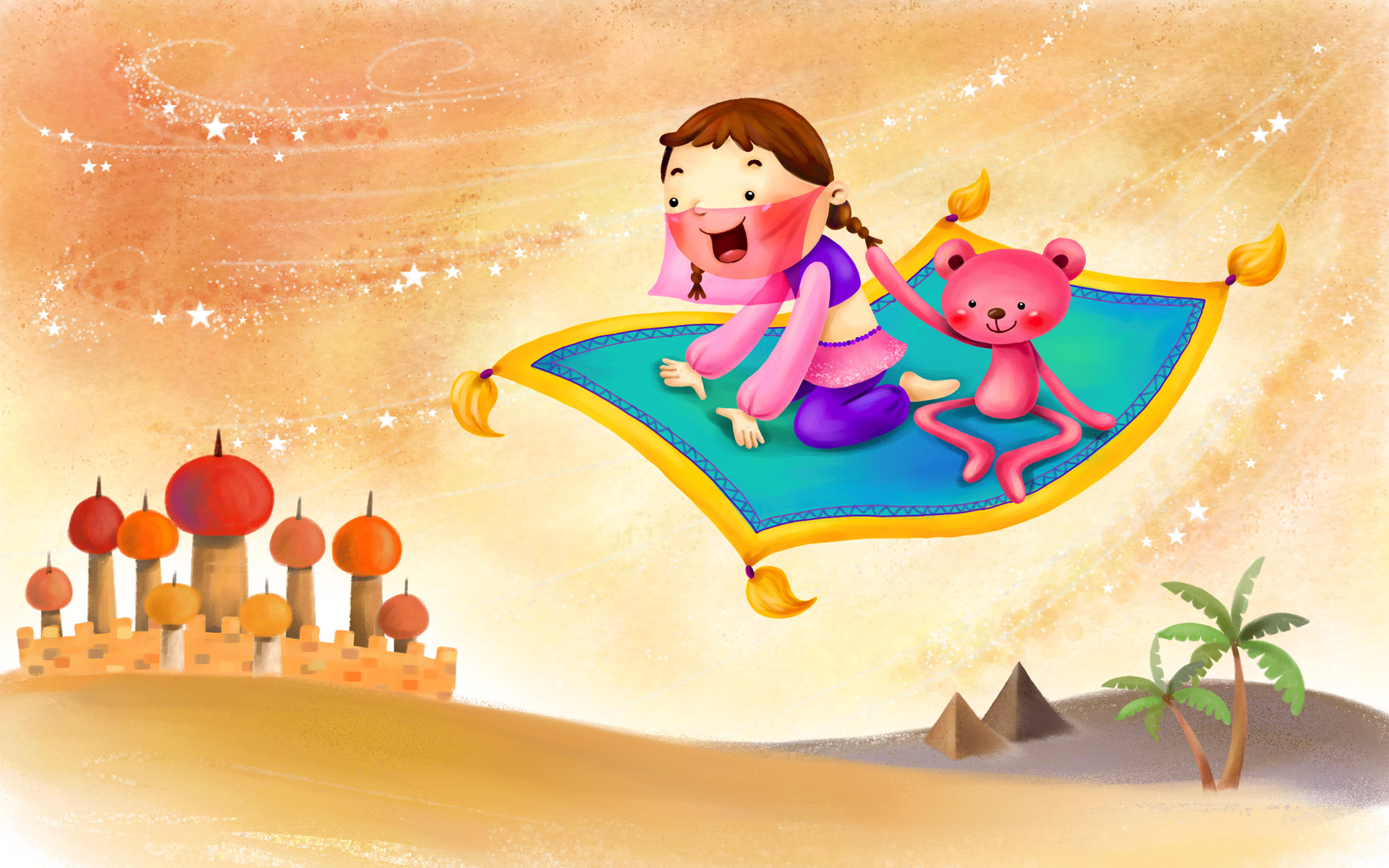 温馨童年手绘幻想高清桌面1920x1200