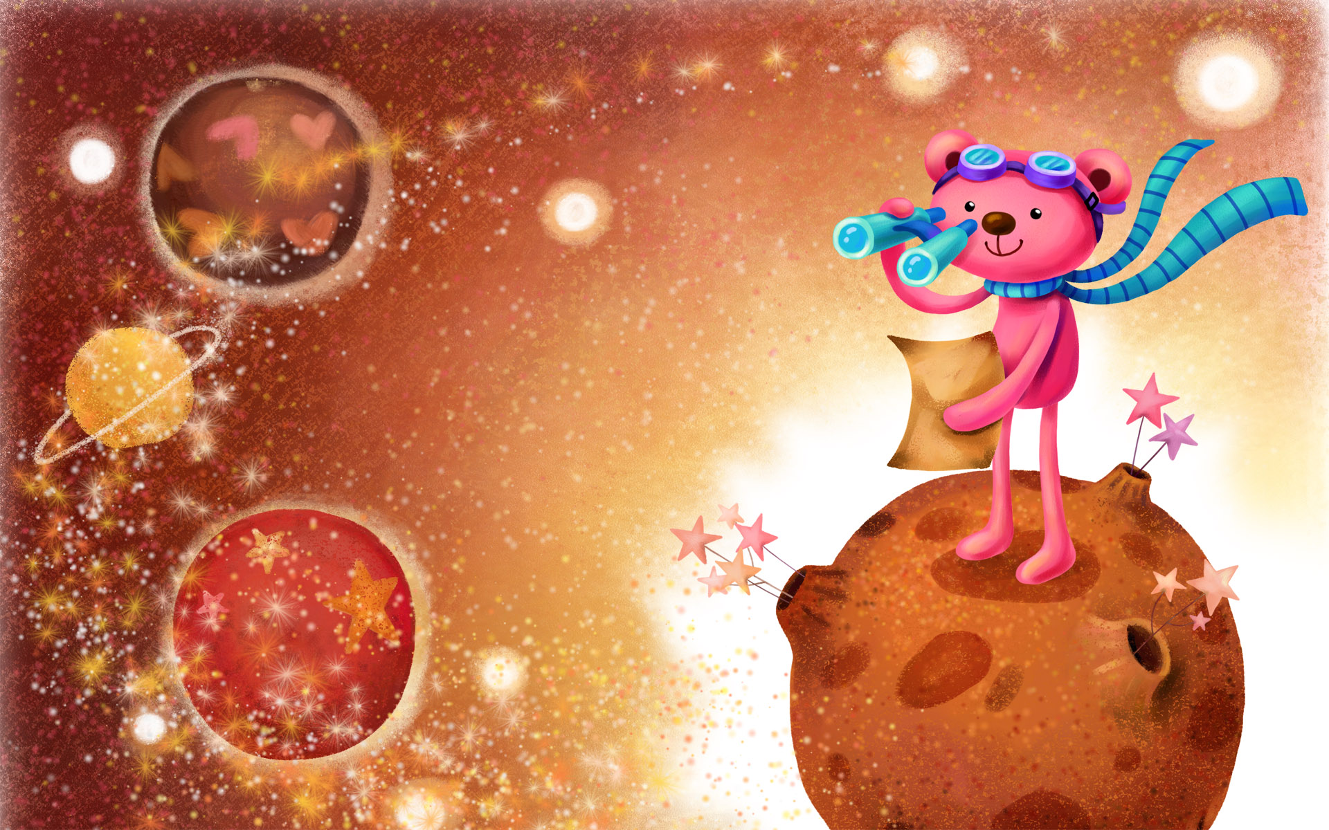 宽屏手绘童年梦境回忆背景1920x1200