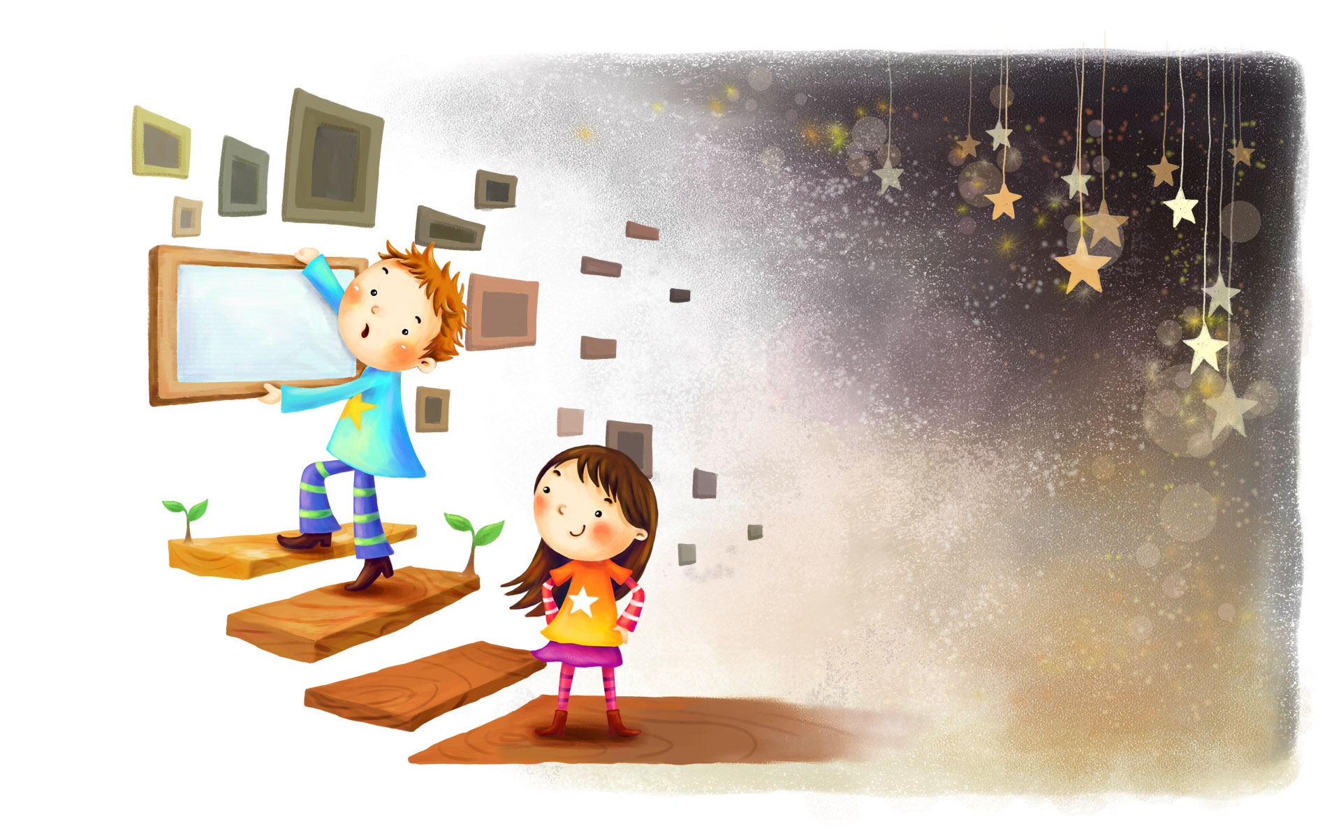 童年幻想手绘世界治愈桌面1920x1200