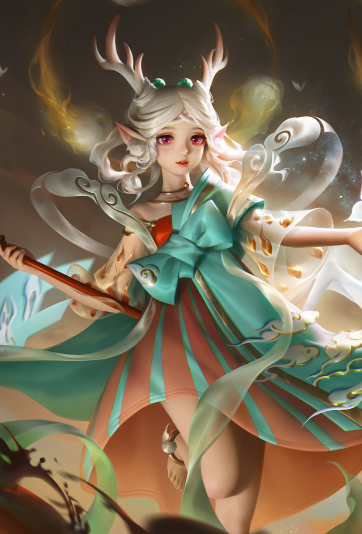 瑶王者荣耀皮肤遇见神鹿高清无水印手机壁纸