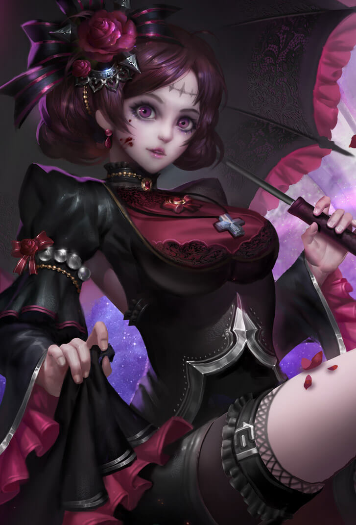 露娜王者荣耀皮肤哥特玫瑰高清无水印手机壁纸