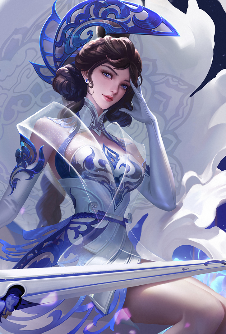 露娜王者荣耀皮肤瓷语鉴心高清无水印手机壁纸