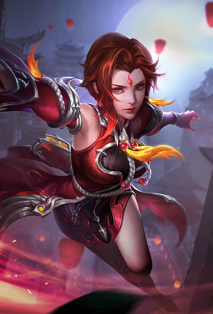 露娜王者荣耀皮肤绯红之刃高清无水印手机壁纸