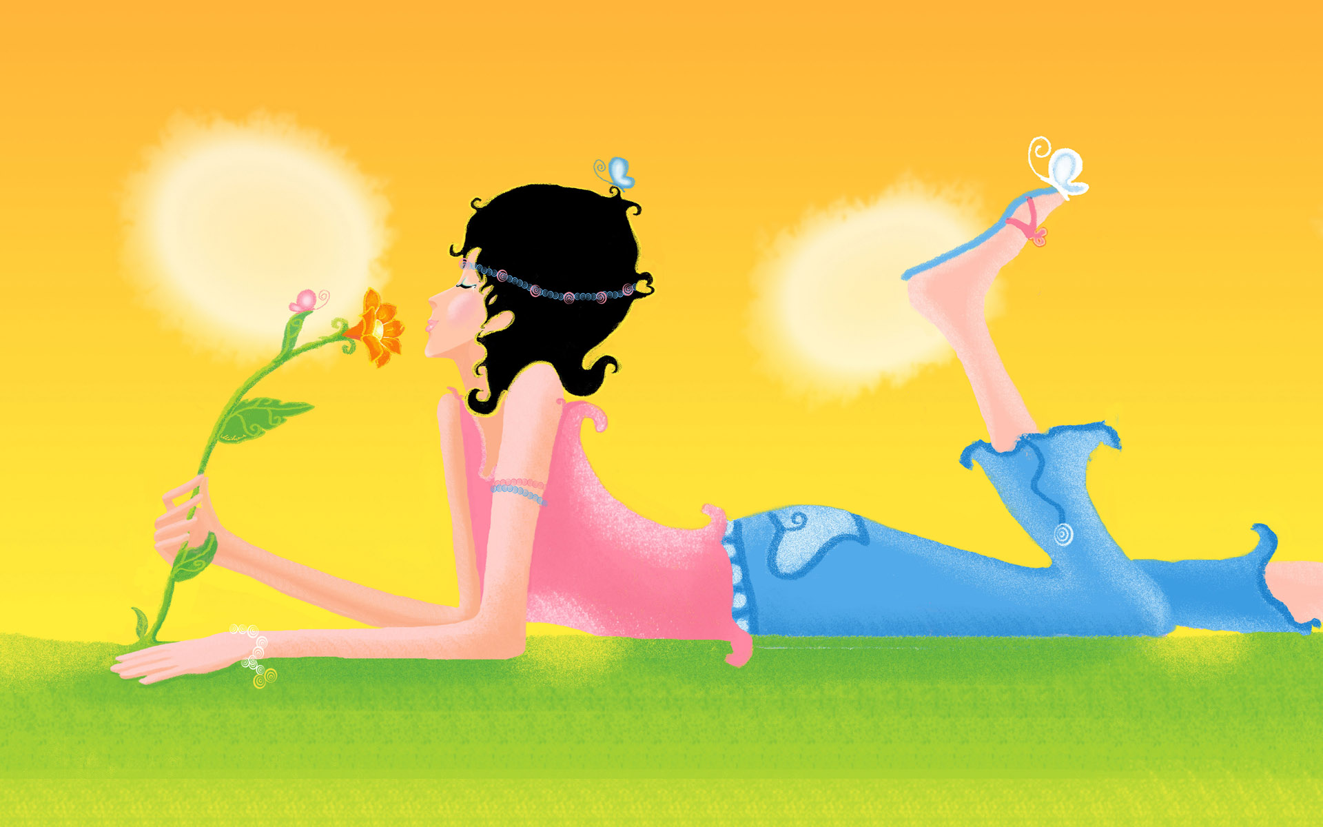 治愈系手绘浪漫女孩图片集1920x1200