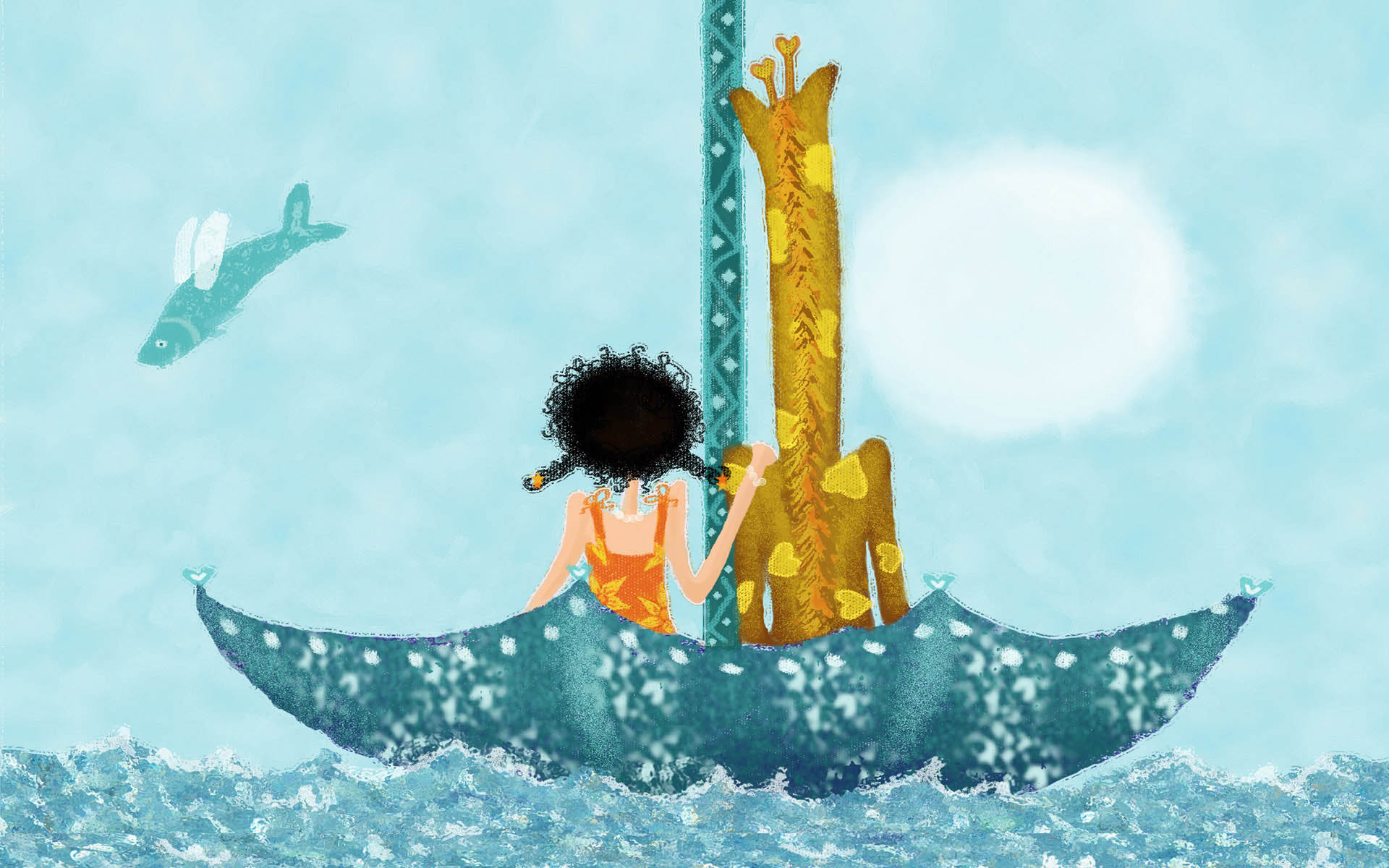 手绘浪漫少女插画高清壁纸1920x1200