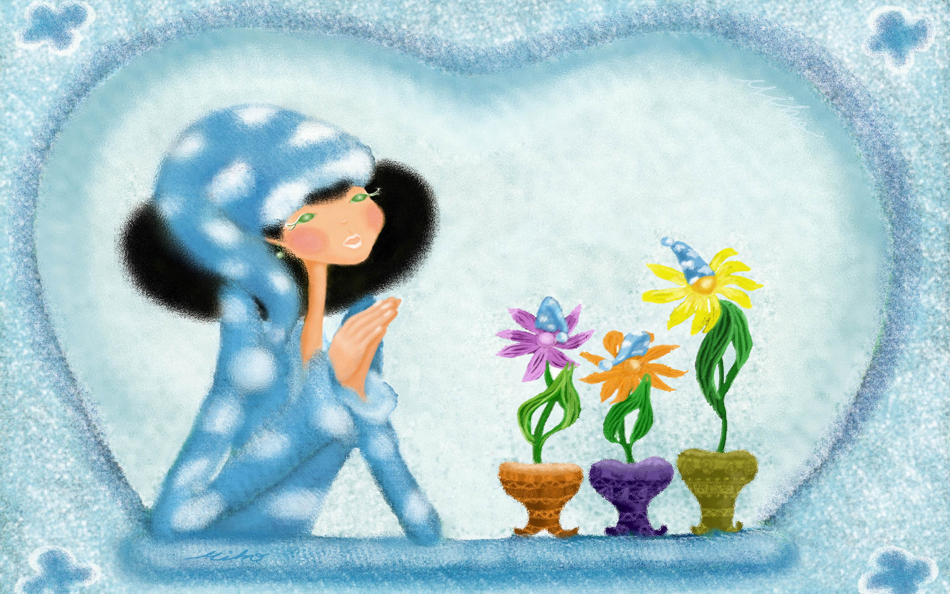 艺术手绘浪漫女孩图片精选1920x1200