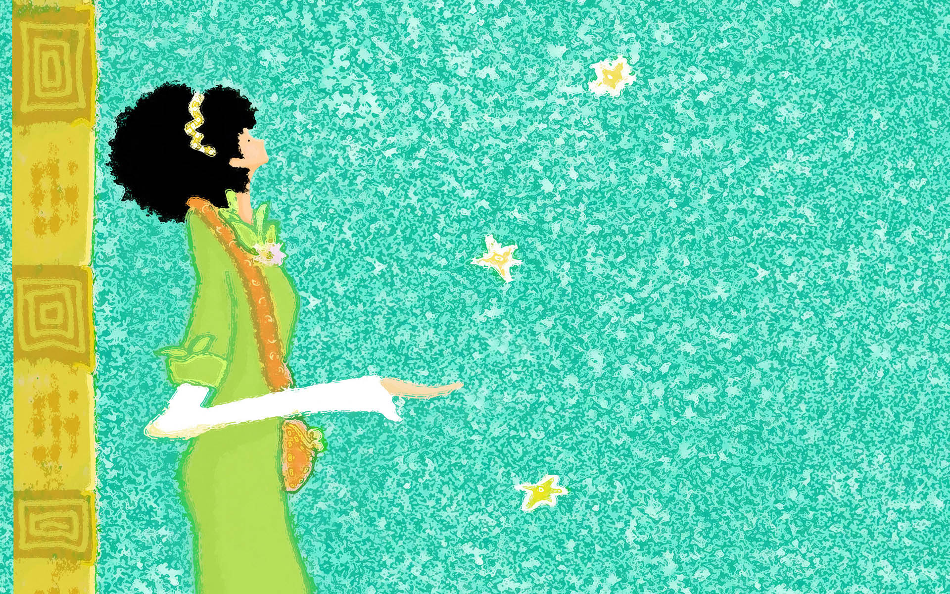 甜美梦幻手绘浪漫少女壁纸1920x1200