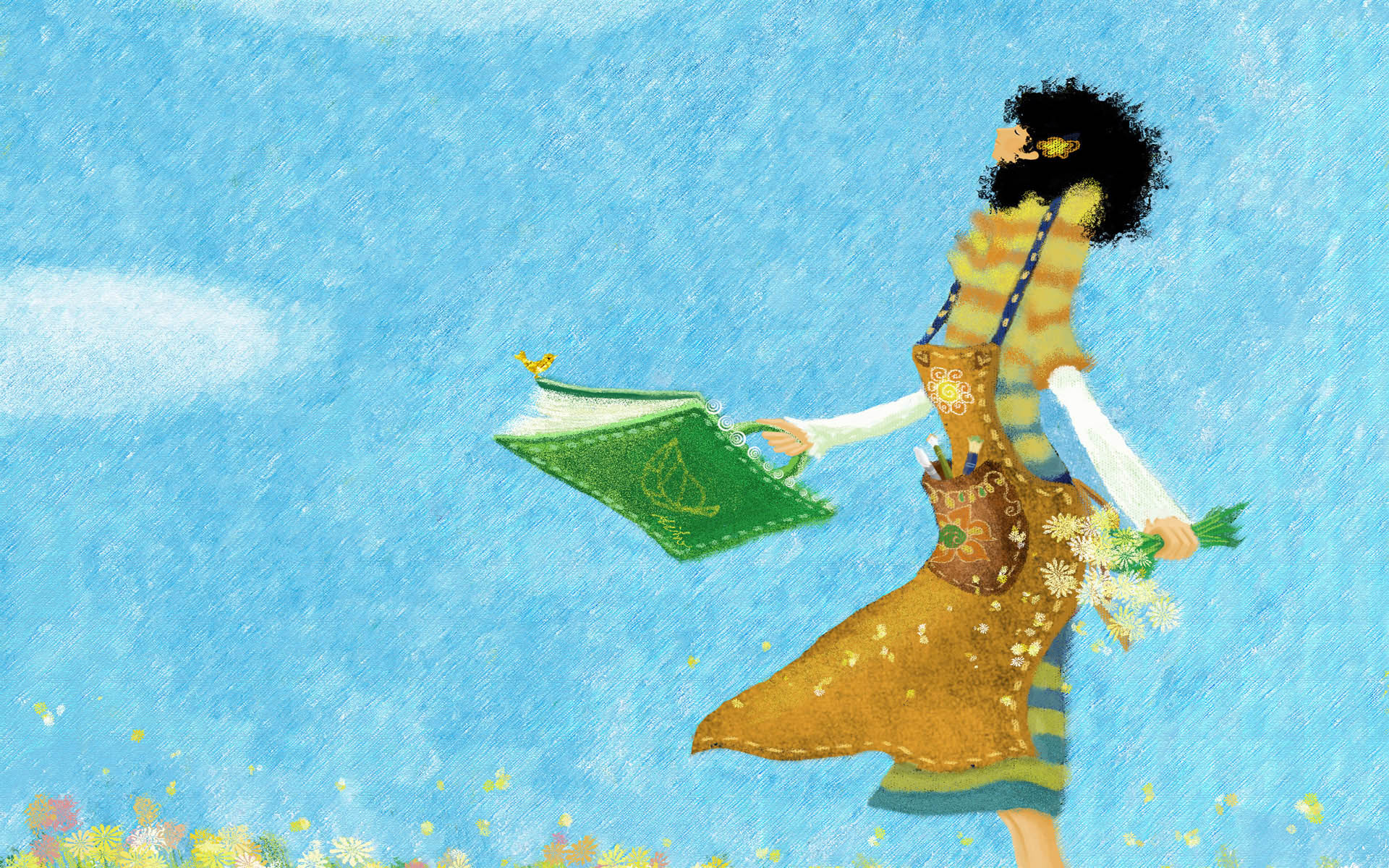 唯美治愈手绘浪漫少女壁纸1920x1200