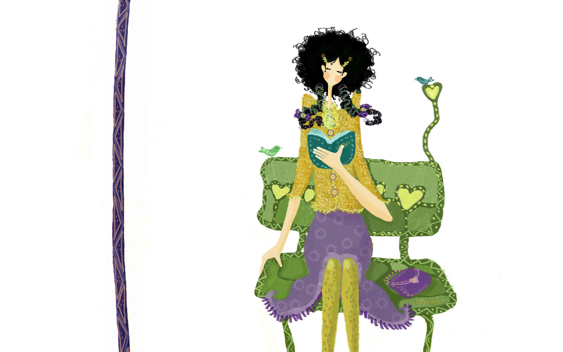 治愈系手绘女孩浪漫艺术图1920x1200