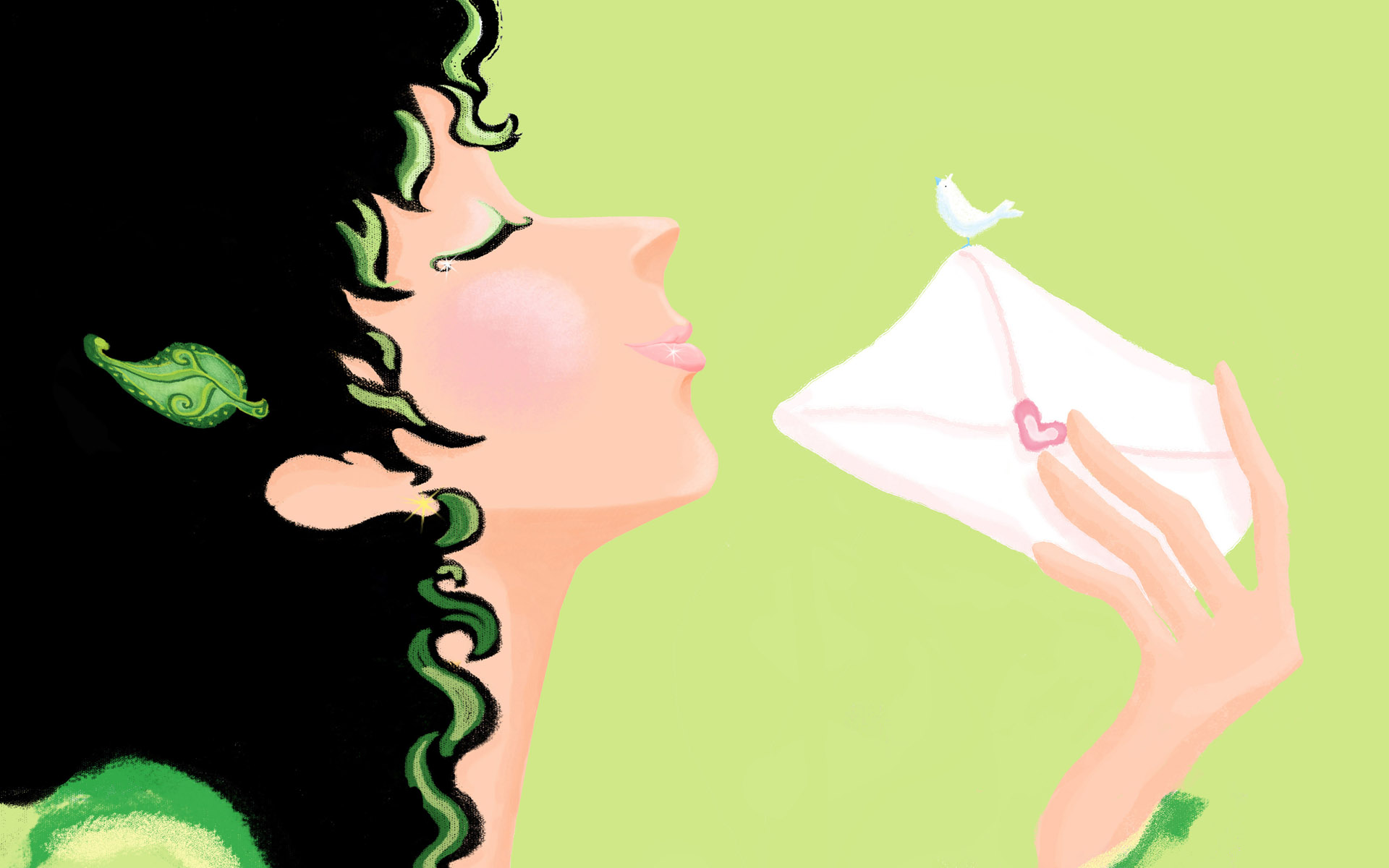 艺术手绘女孩浪漫高清桌面1920x1200