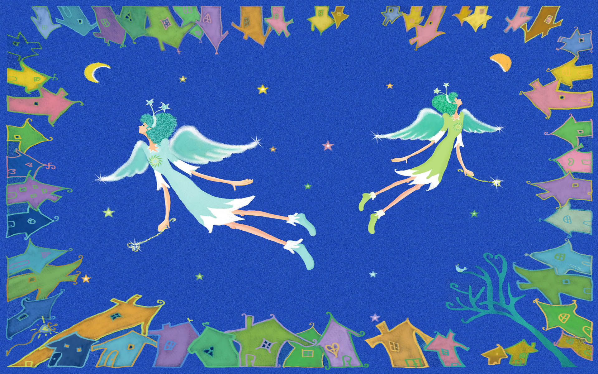 唯美清新手绘浪漫少女壁纸1920x1200